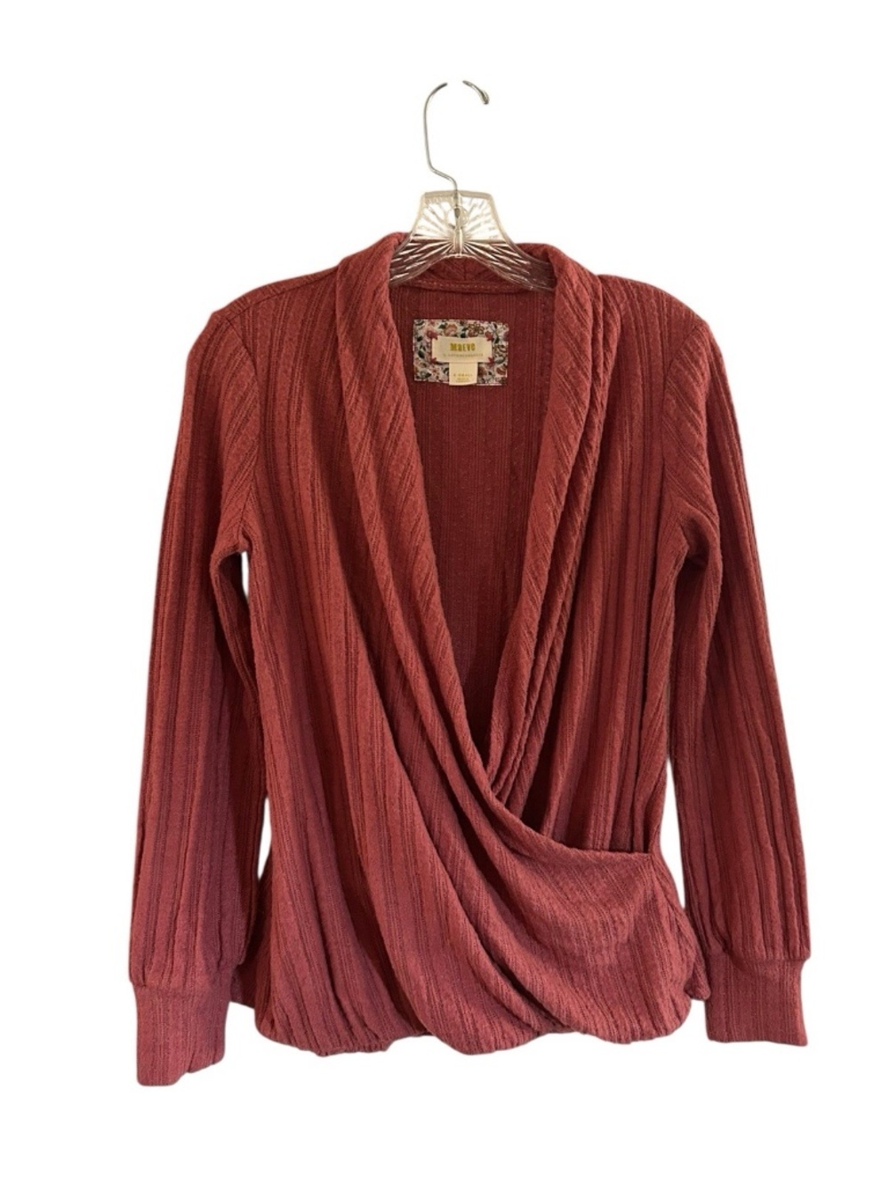 MAEVE Anthropologie Dusty Rose Textured Wrap Sweater Size XS